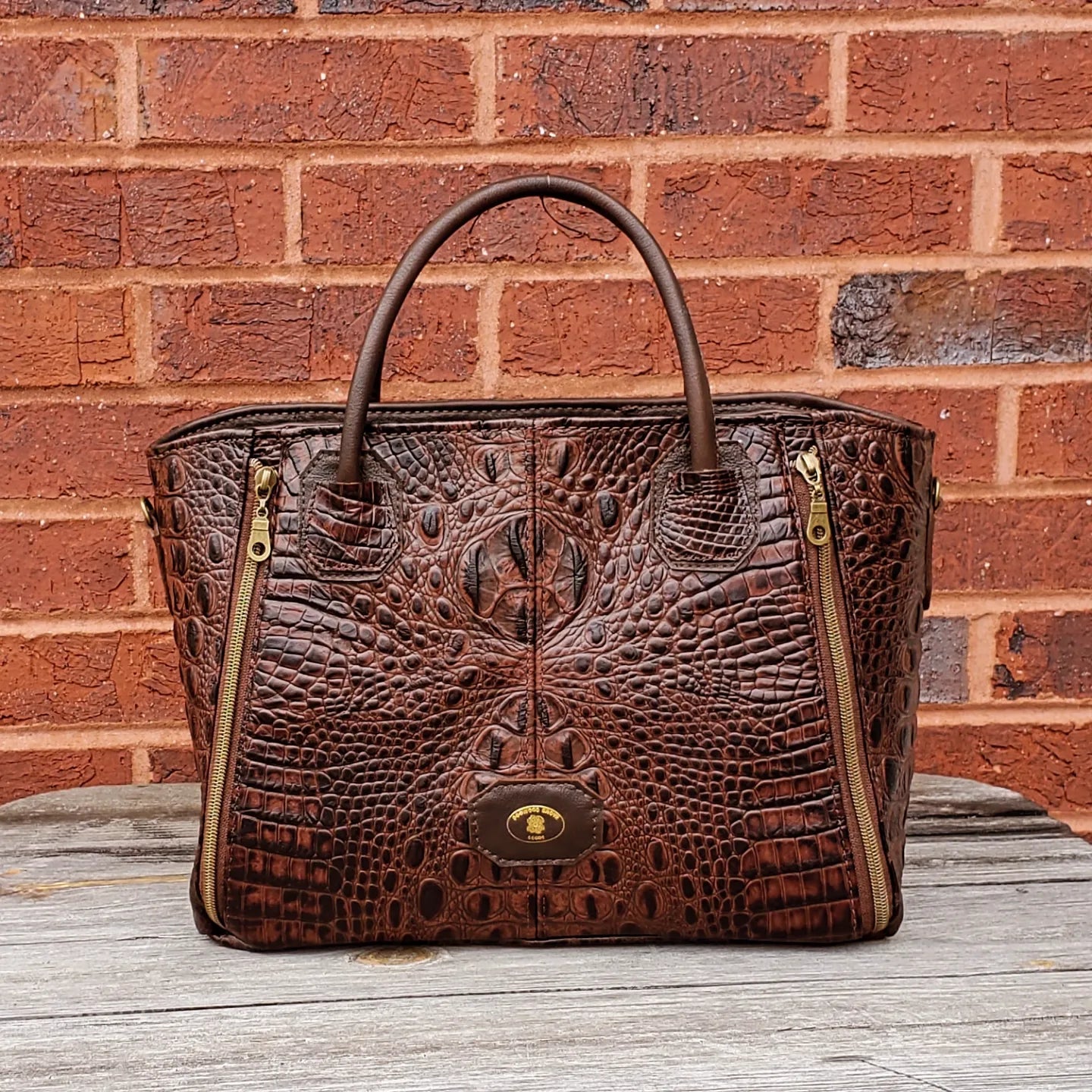 Crocodile Embossed Leather Bag