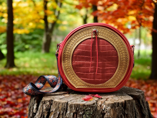 Red Leather Canteen Bag