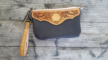 Load image into Gallery viewer, Hand tooled leather wristlet  - brown