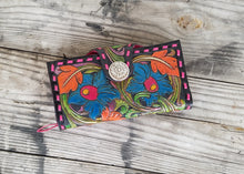 Load image into Gallery viewer, Colorful hand tooled leather clutch wallet
