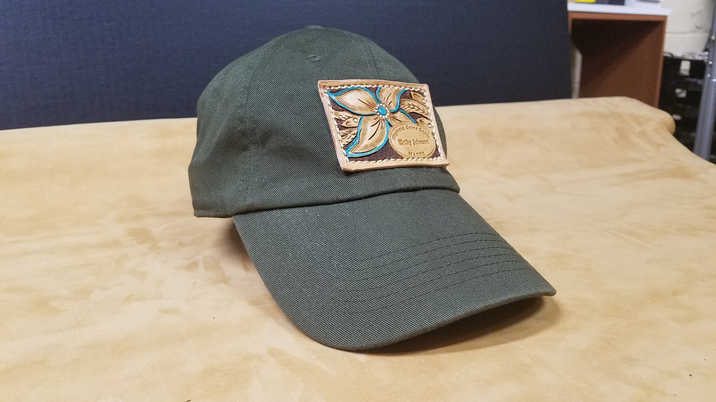 Cap with Hand Tooled Leather Patch