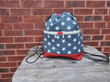 Load image into Gallery viewer, Begonia Drawstring Backpack- Patriotic