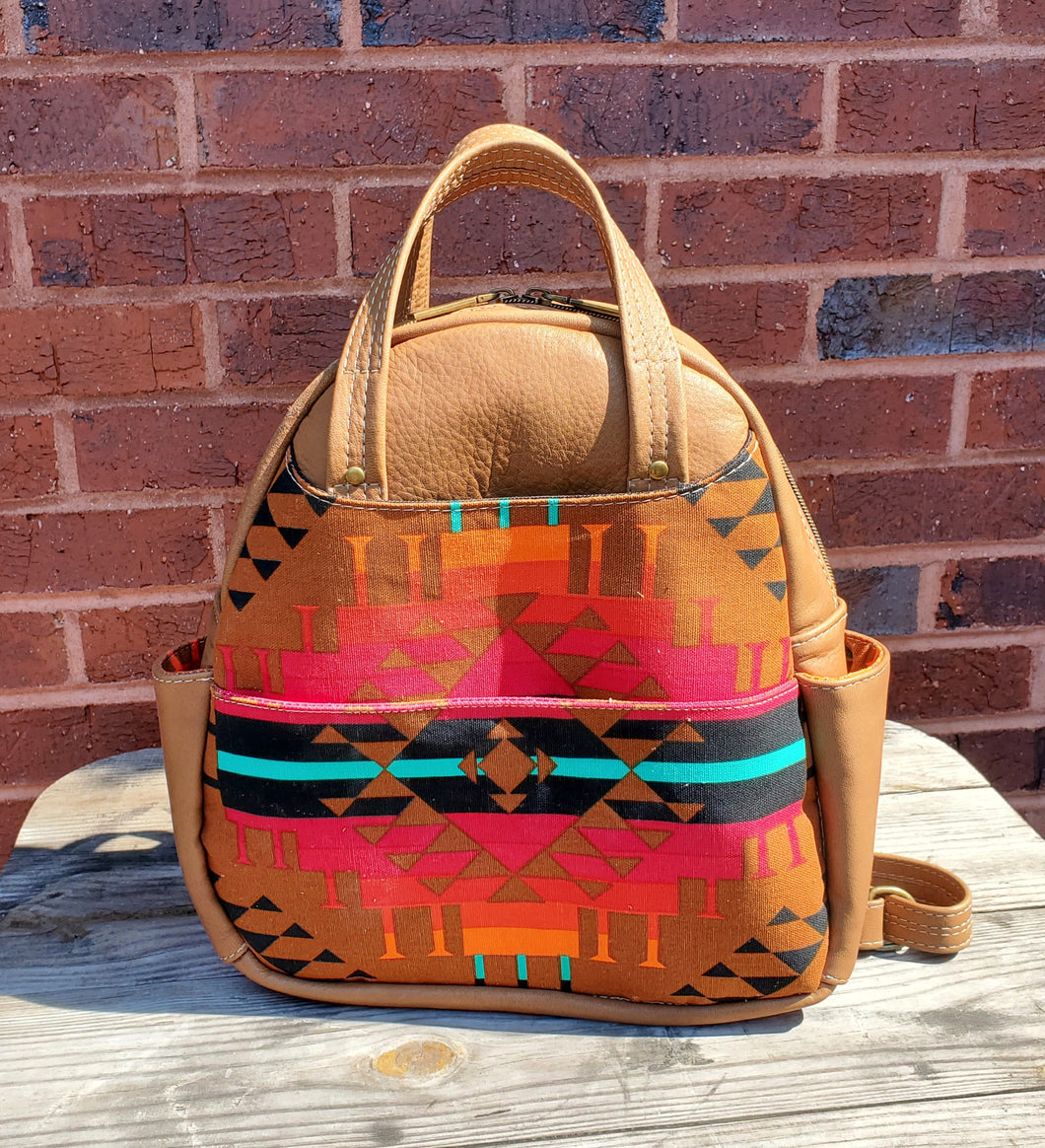 Backpack - Leather with Navajo Theme